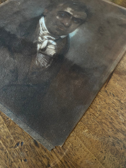 Portrait of a Gentleman Study, Chalk on Black Paper